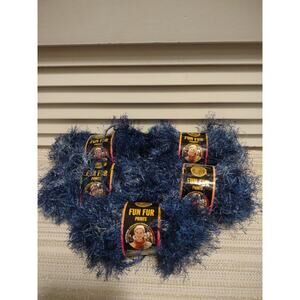 Lion Brand Fun Fur yarn 5 weight bulky Indigo 8.75 oz total 320 yards length
